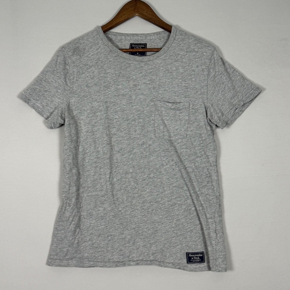 Abercrombie & Fitch Pocket T-Shirt Mens Medium Gray Good Condition Short Sleeve